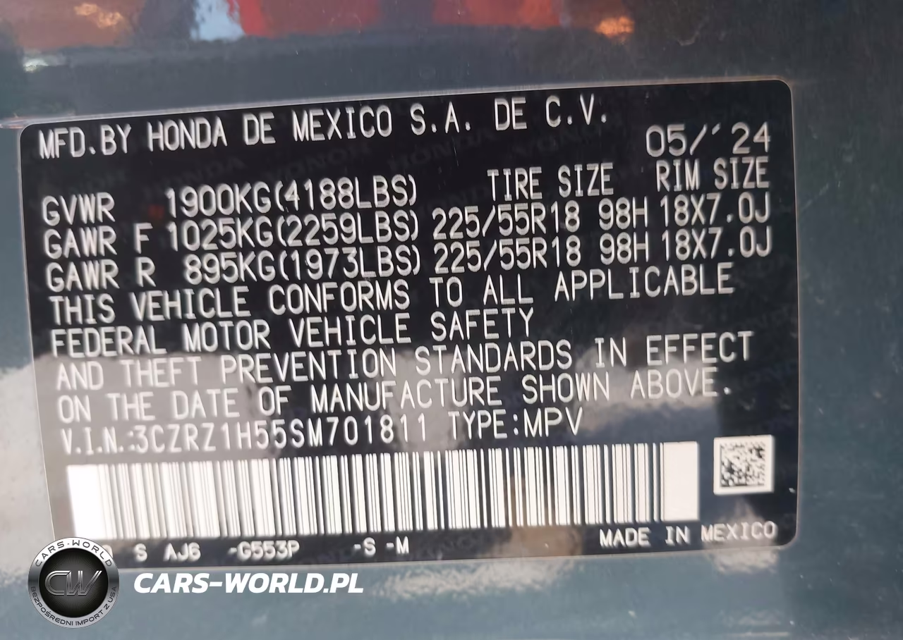 2025 Honda Hr-V 2Wd Sport VIN:3CZRZ1H55SM701811 - 9