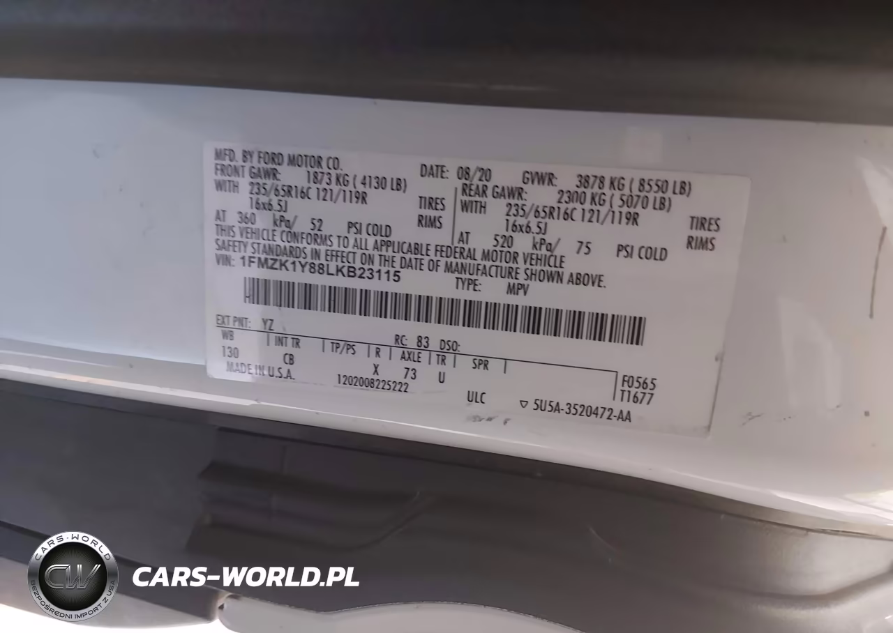 2020 Ford Transit-150 Passenger Van Xl VIN:1FMZK1Y88LKB23115 - 9