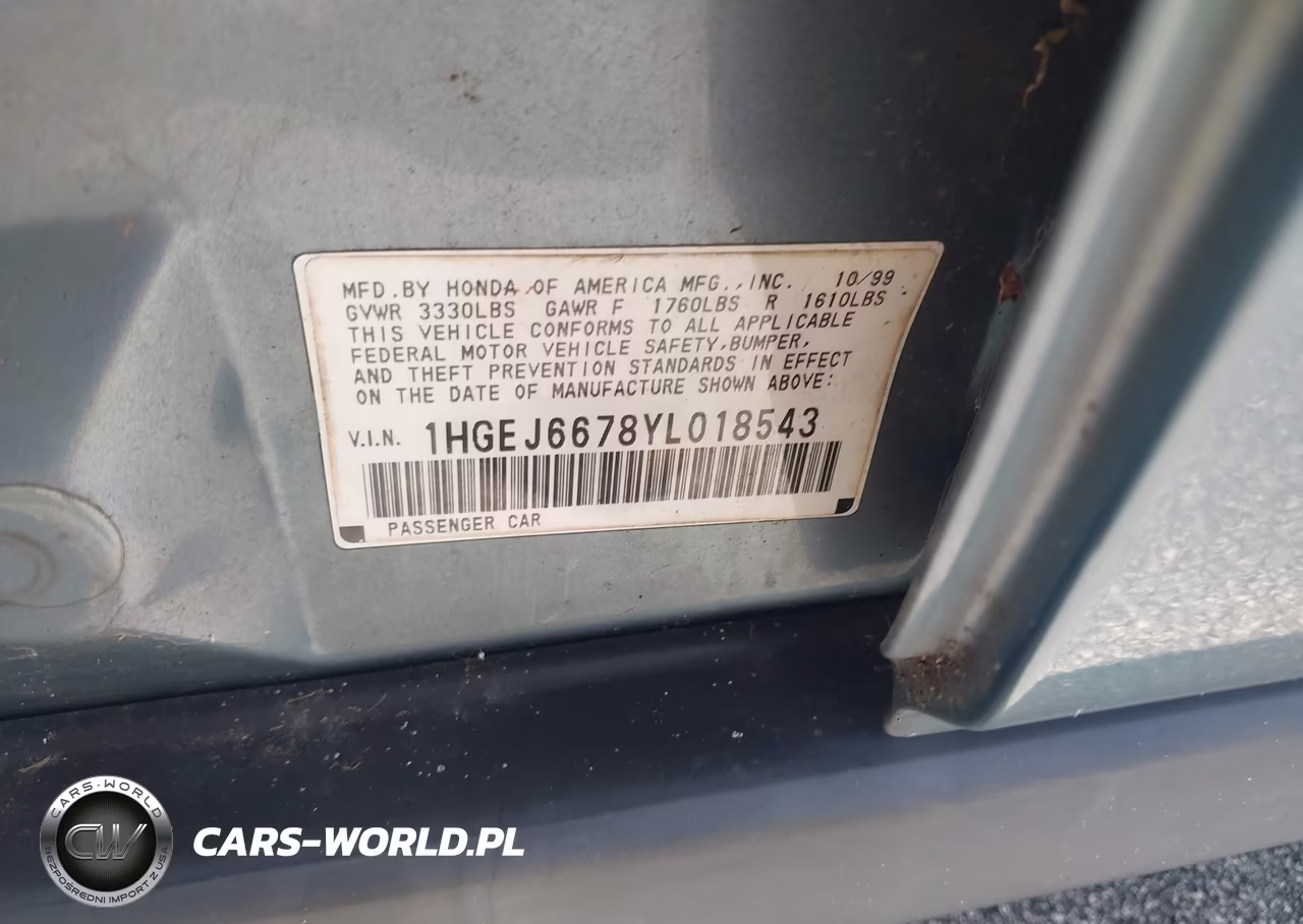 2000 Honda Civic Lx VIN:1HGEJ6678YL018543 - 9