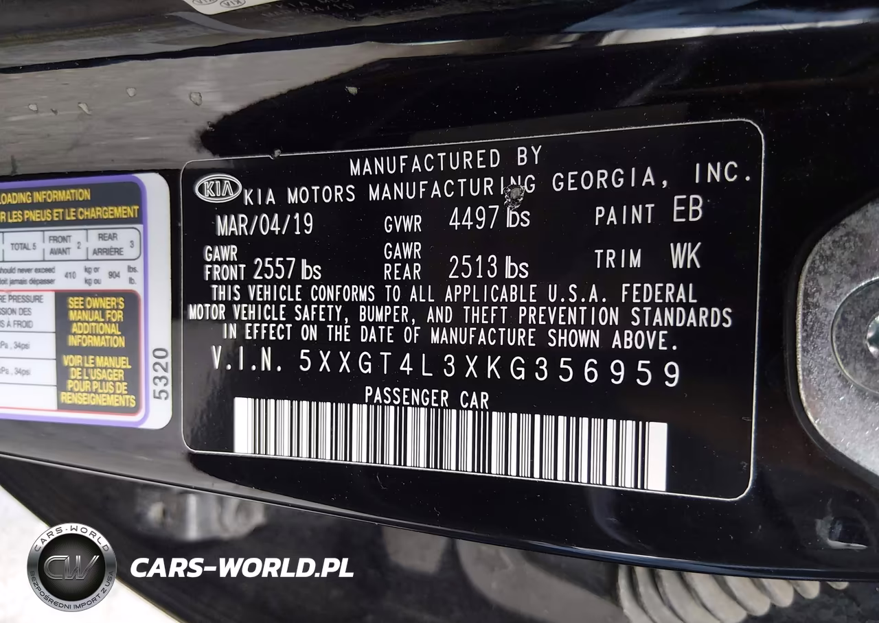 2019 Kia Optima S VIN:5XXGT4L3XKG356959 - 9
