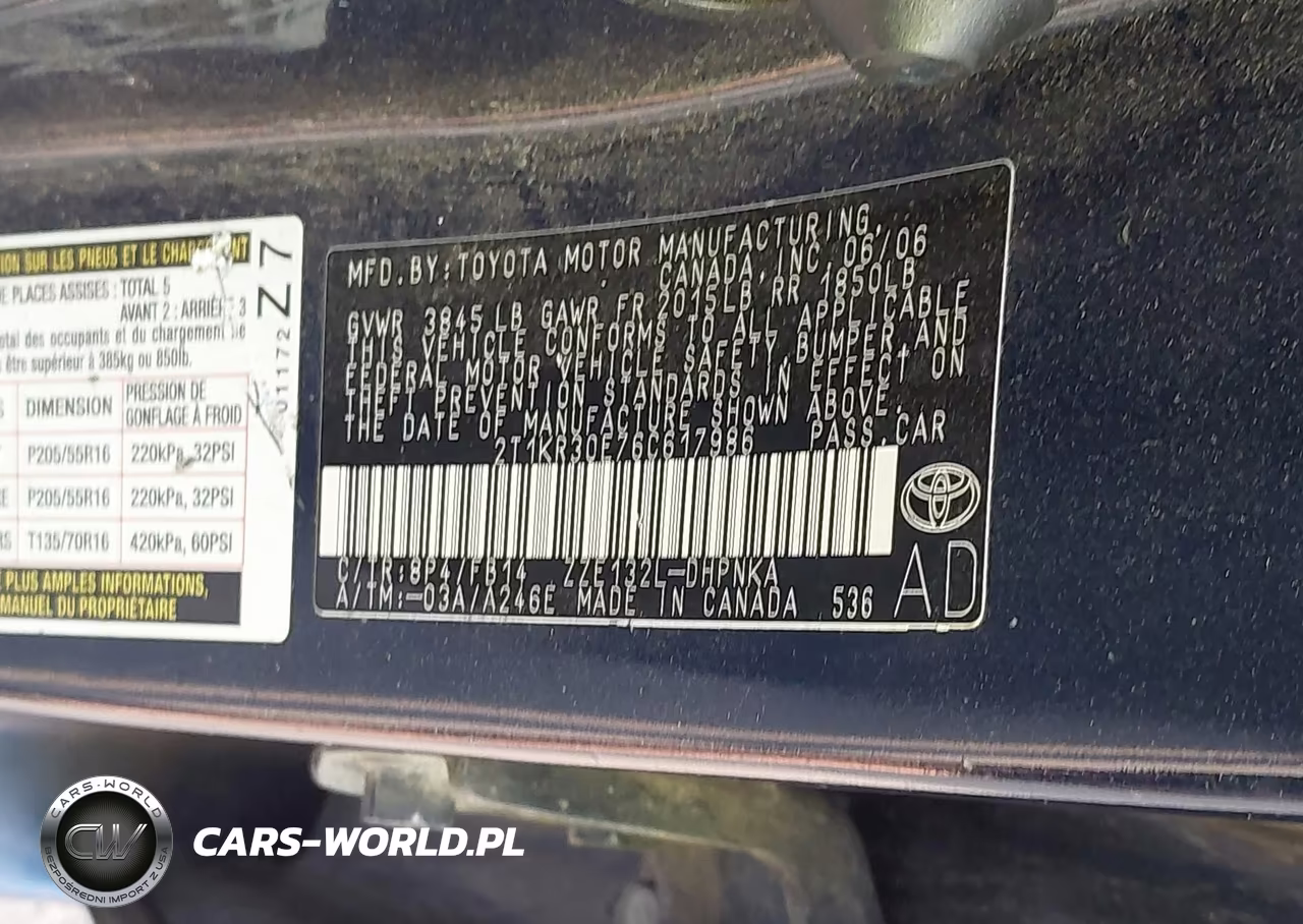 2006 Toyota Matrix Xr VIN:2T1KR30E76C617986 - 9