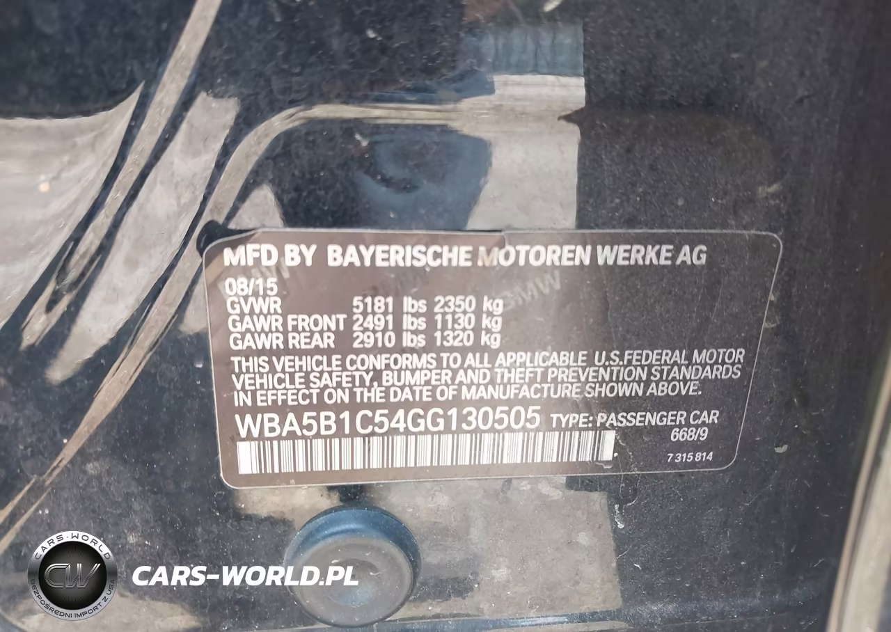 2016 BMW 535I VIN:WBA5B1C54GG130505 - 9