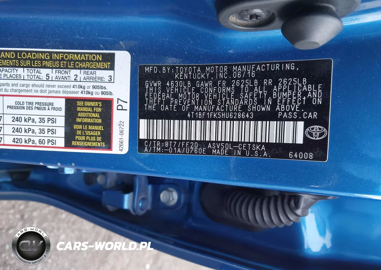 2017 Toyota Camry Se VIN:4T1BF1FK5HU628643 - 9