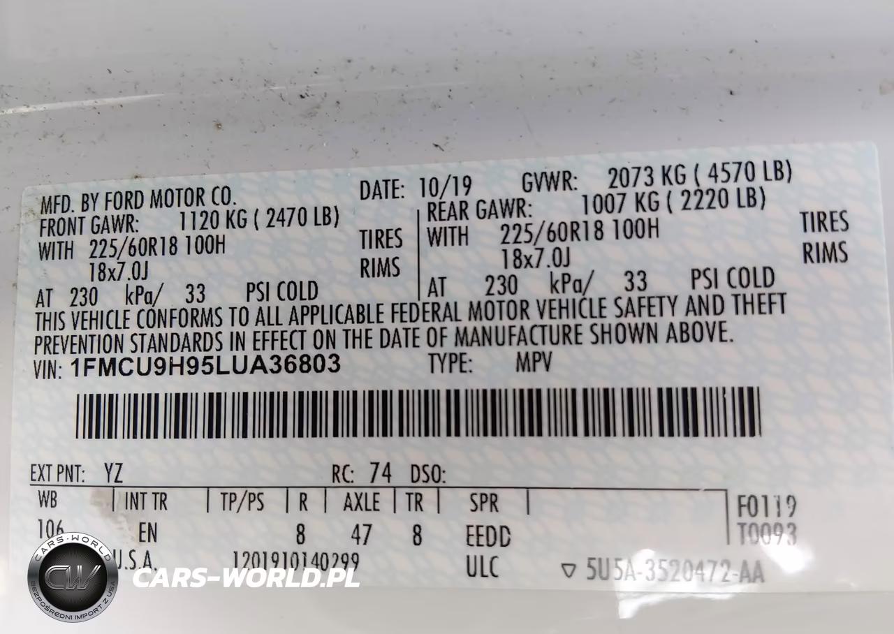 2020 Ford Escape Sel VIN:1FMCU9H95LUA36803 - 9