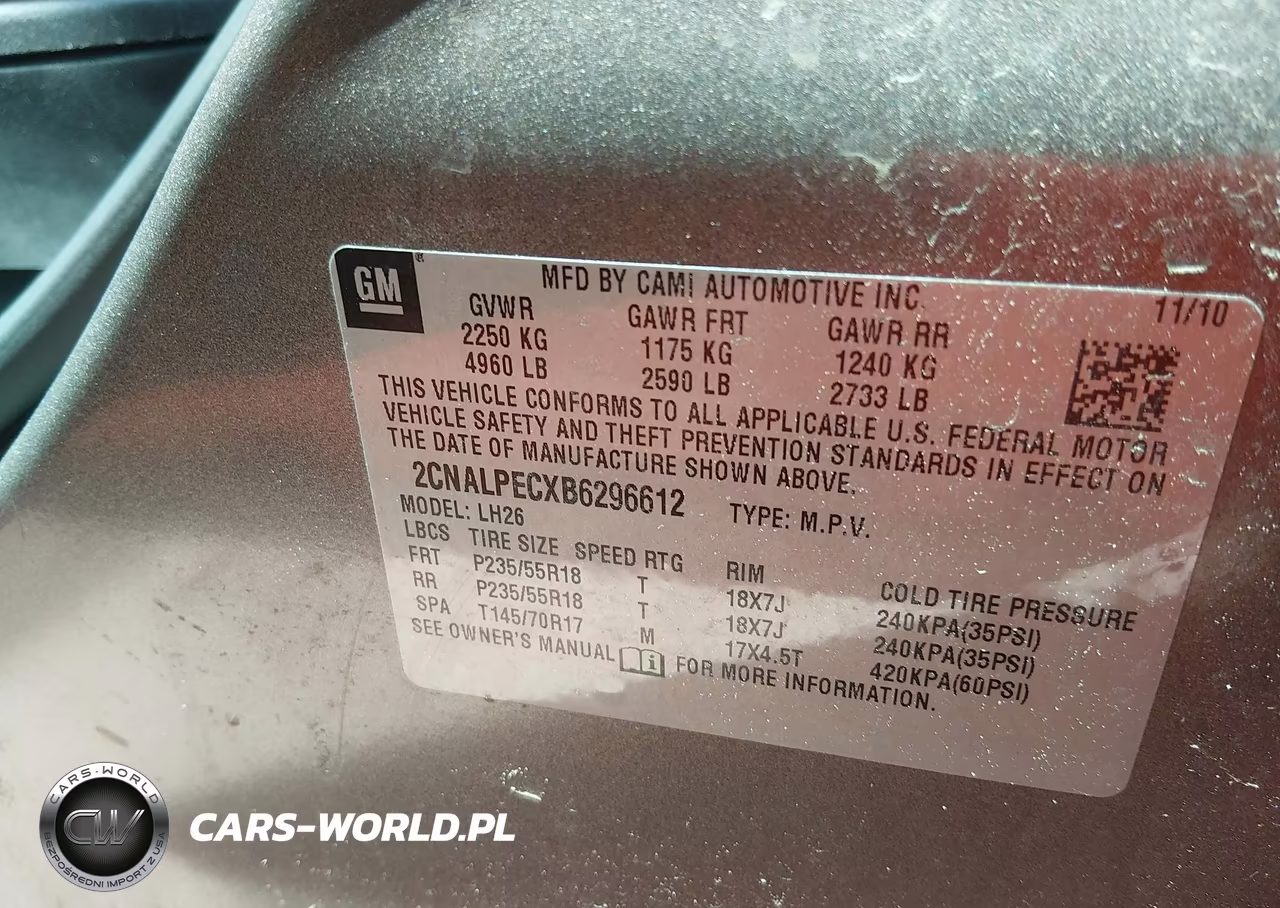 2011 Chevrolet Equinox 2Lt VIN:2CNALPECXB6296612 - 9
