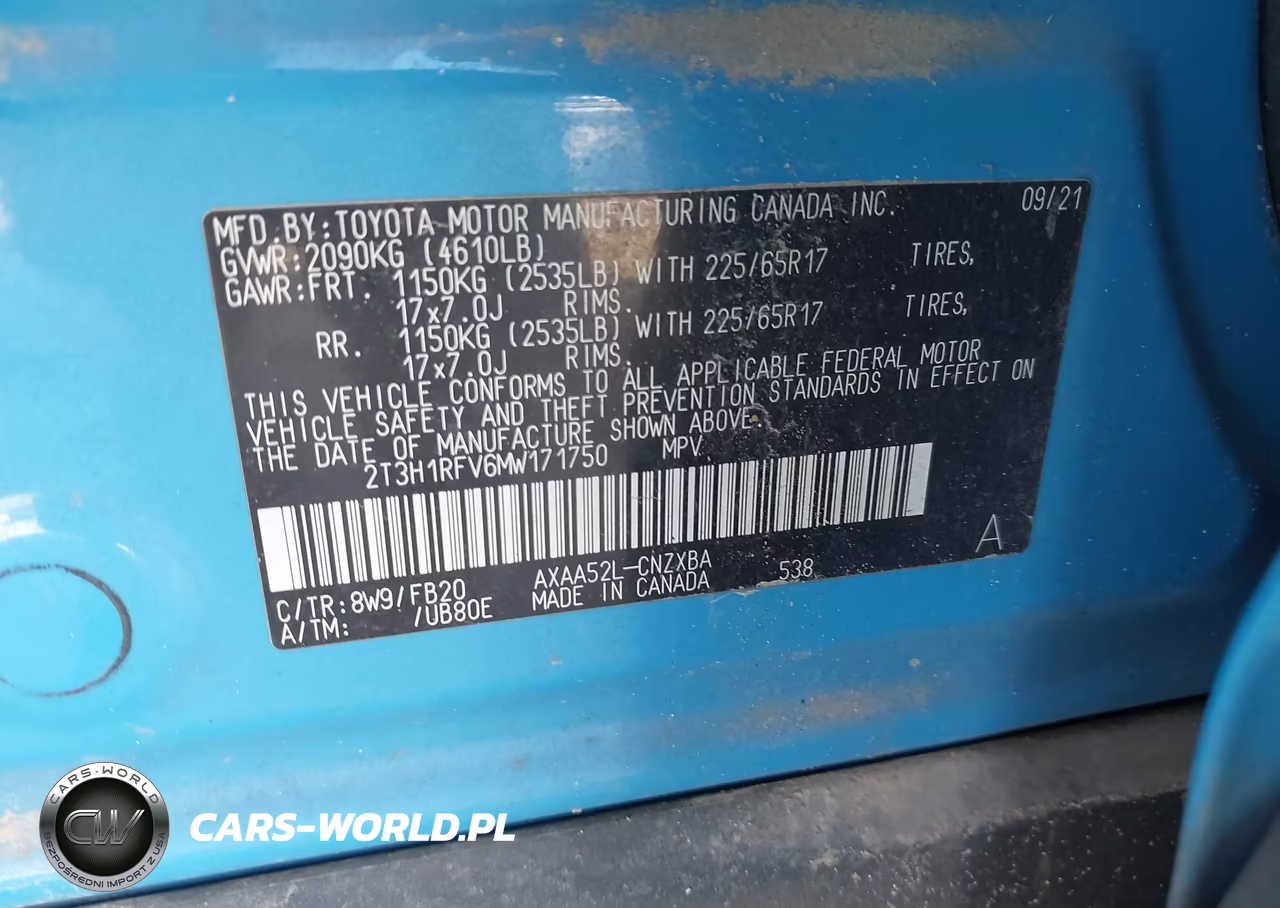 2021 Toyota Rav4 Le VIN:2T3H1RFV6MW171750 - 9