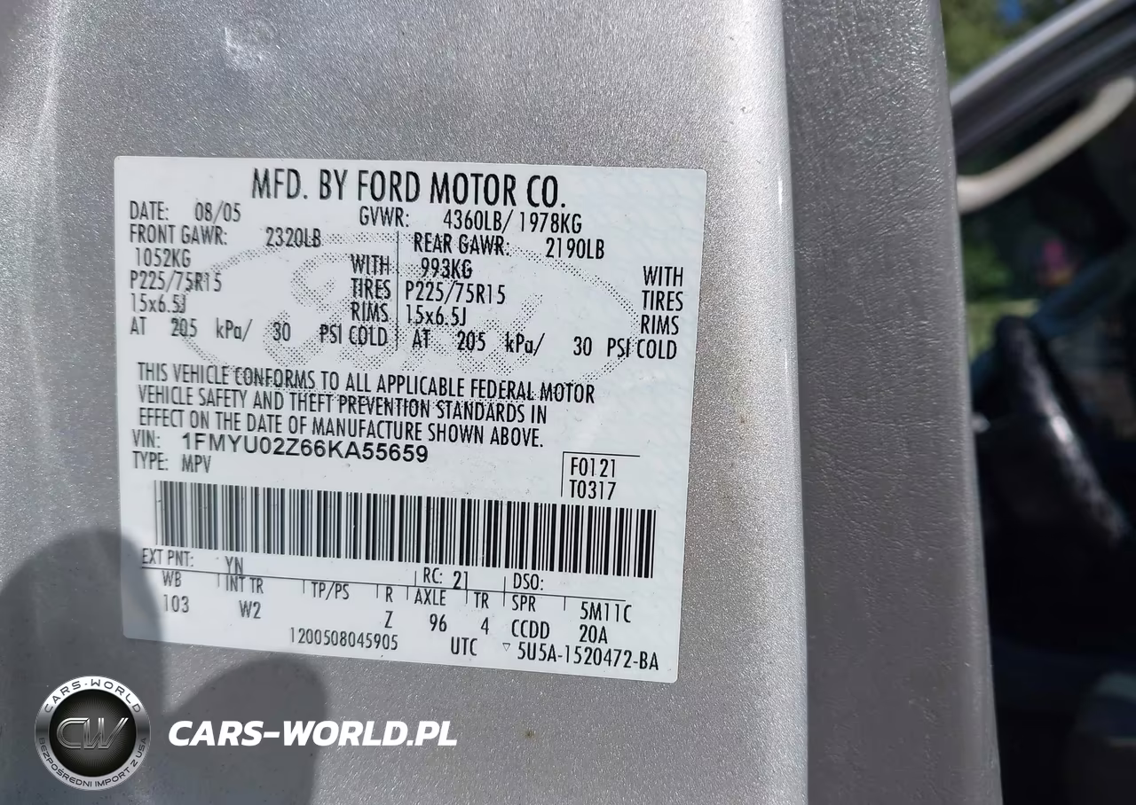 2006 Ford Escape Xls-Xls Manual VIN:1FMYU02Z66KA55659 - 9