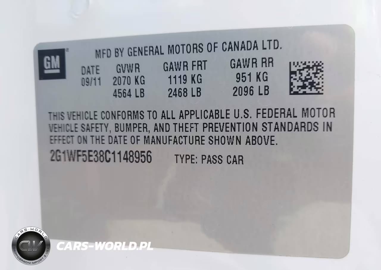 2012 Chevrolet Impala Ls VIN:2G1WF5E38C1148956 - 9