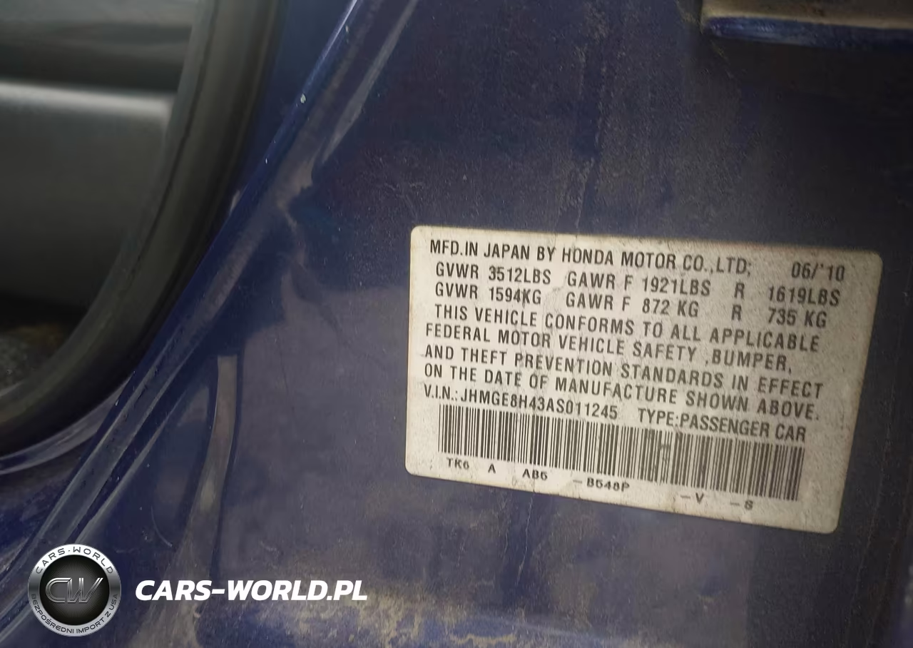 2010 Honda Fit Sport VIN:JHMGE8H43AS011245 - 9