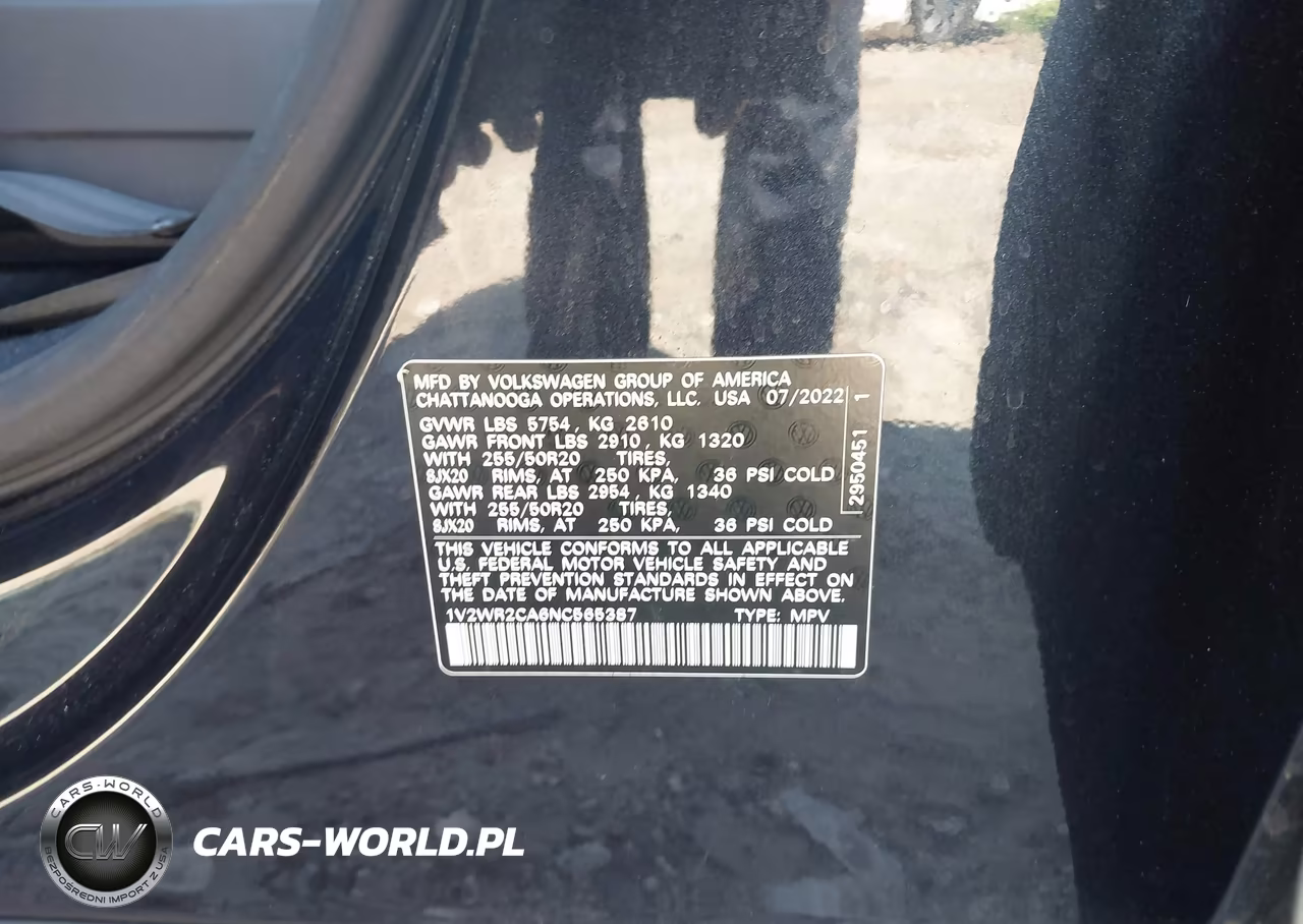 2022 Volkswagen Atlas 3.6L V6 Se W-Technology VIN:1V2WR2CA6NC565387 - 9
