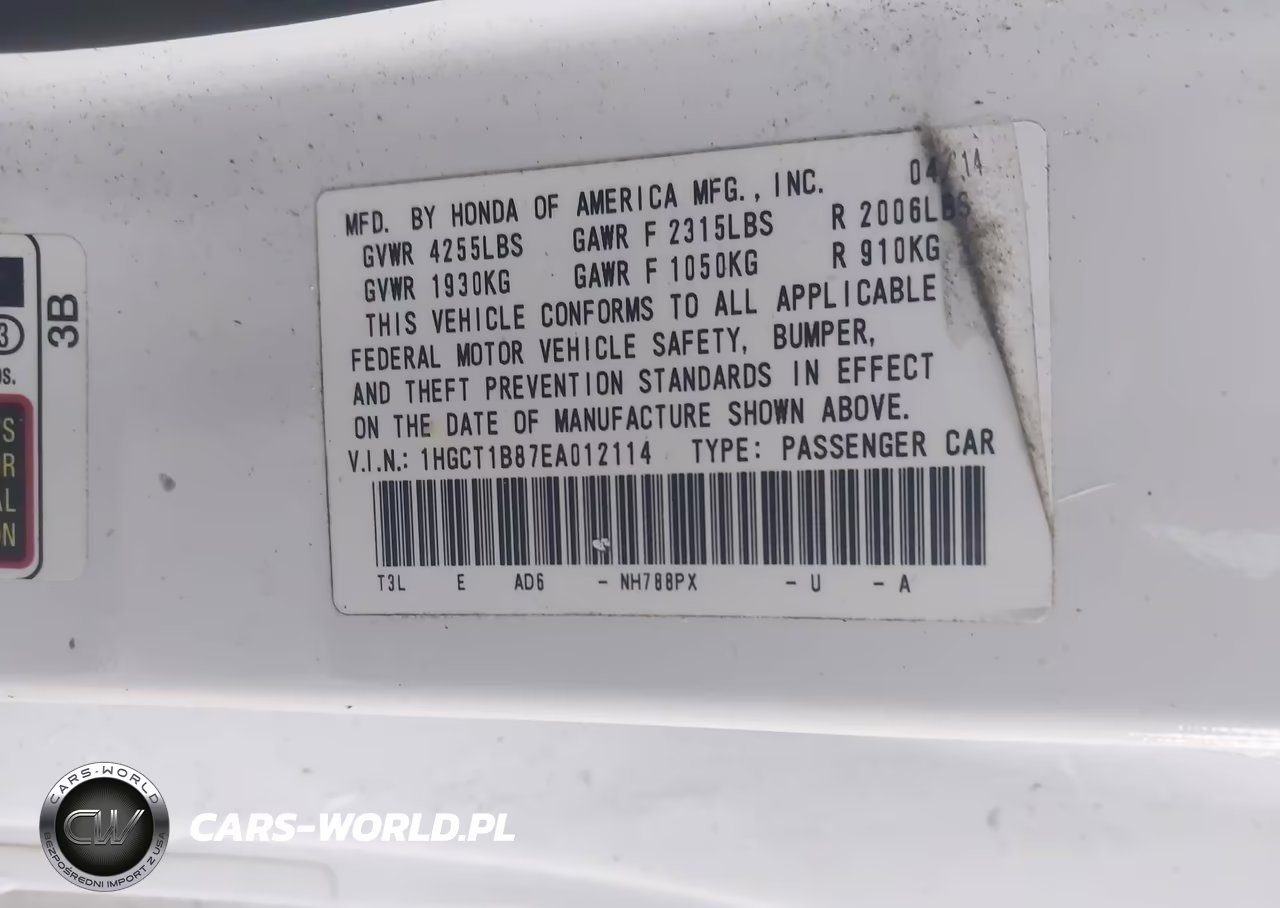2014 Honda Accord Ex-L VIN:1HGCT1B87EA012114 - 9