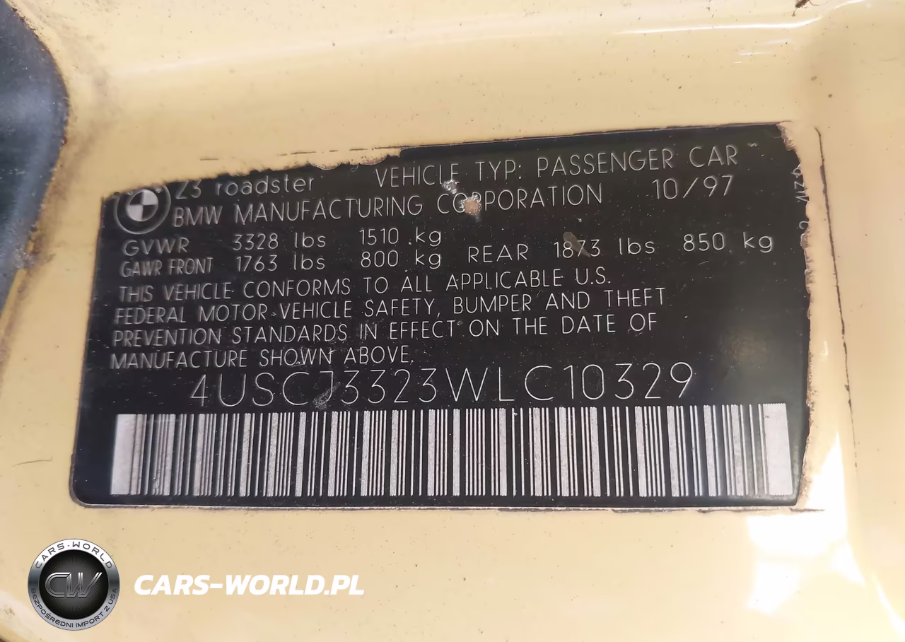 1998 BMW Z3 2.8 VIN:4USCJ3323WLC10329 - 9