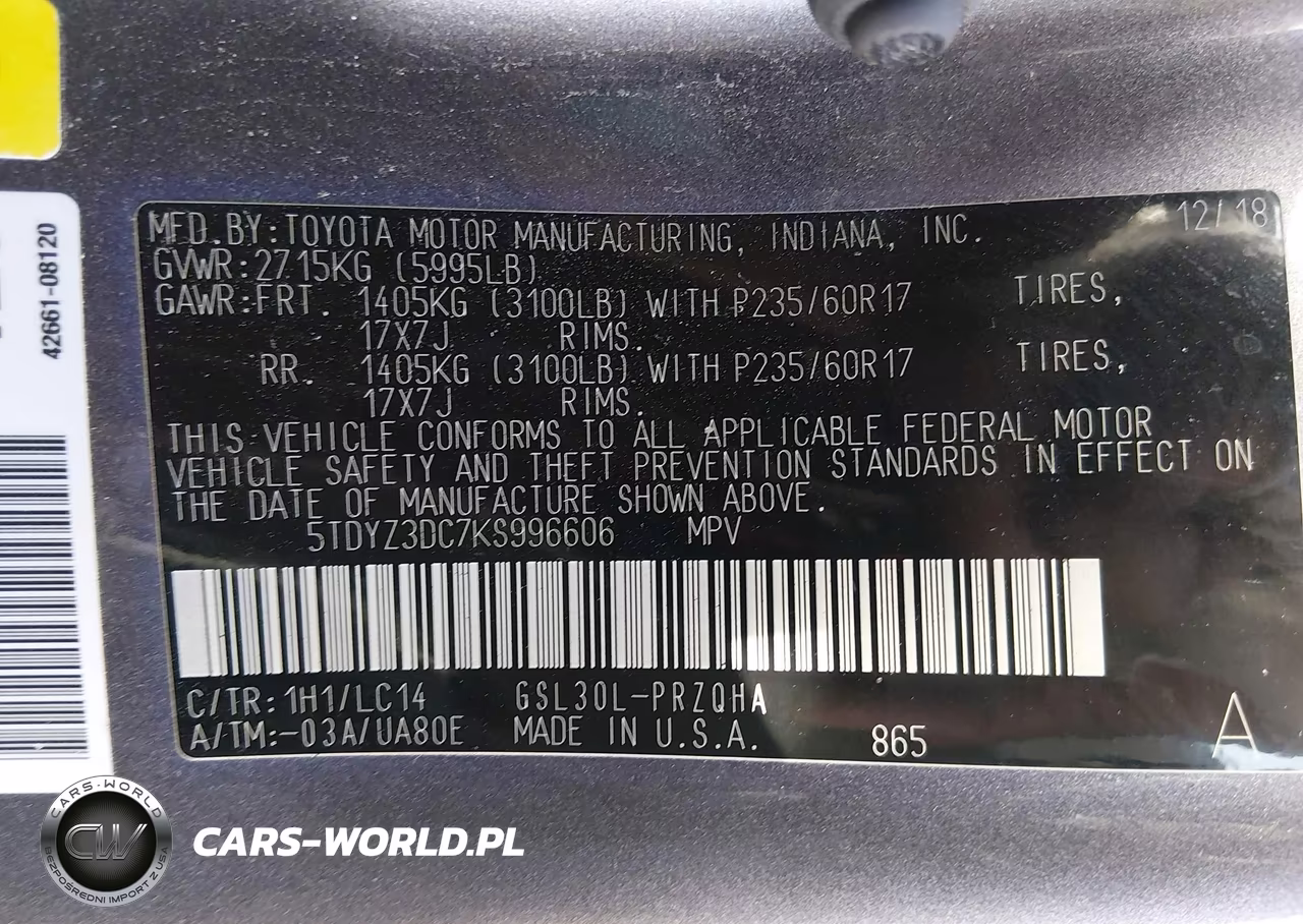 2019 Toyota Sienna Xle 8 Passenger VIN:5TDYZ3DC7KS996606 - 9