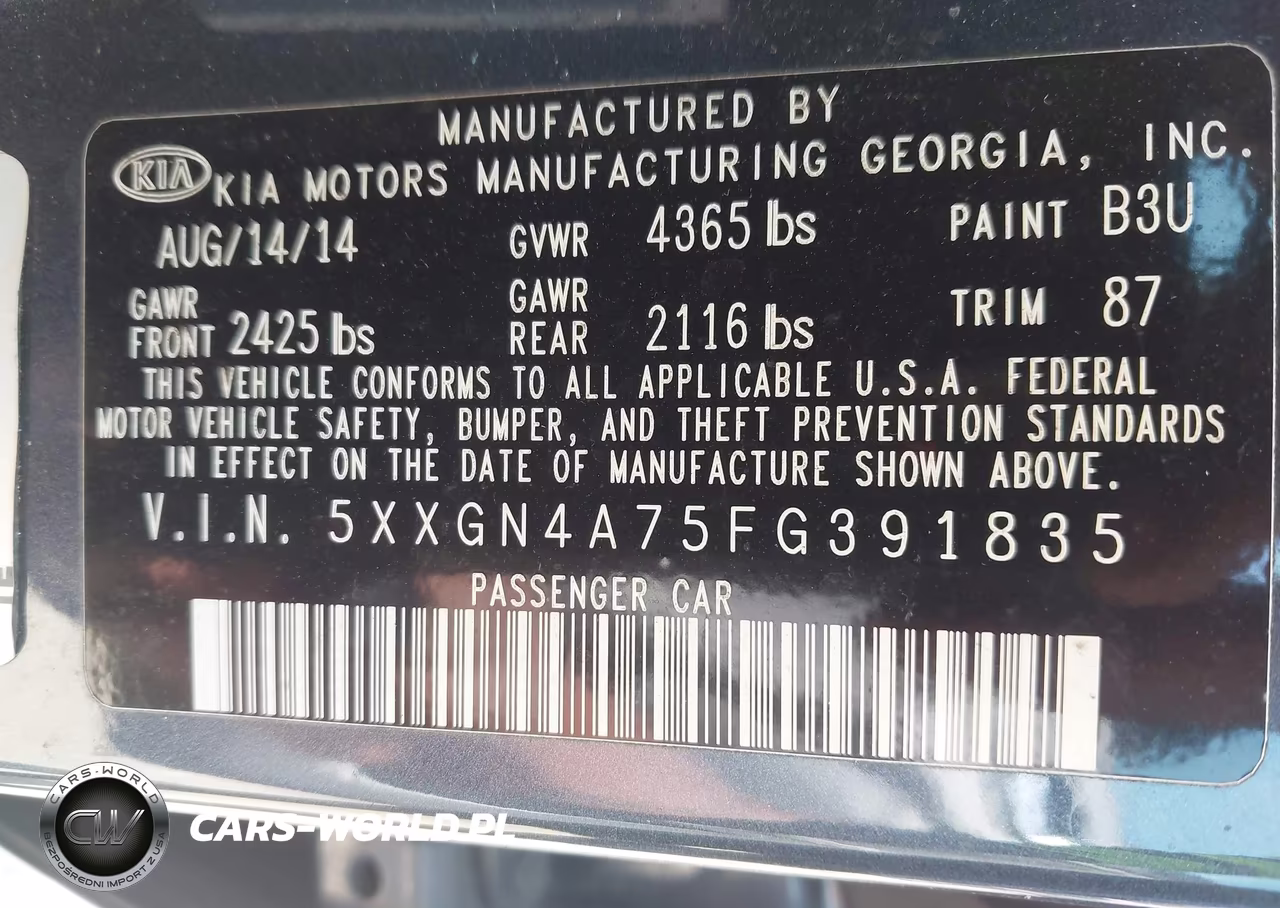 2015 Kia Optima Ex VIN:5XXGN4A75FG391835 - 9