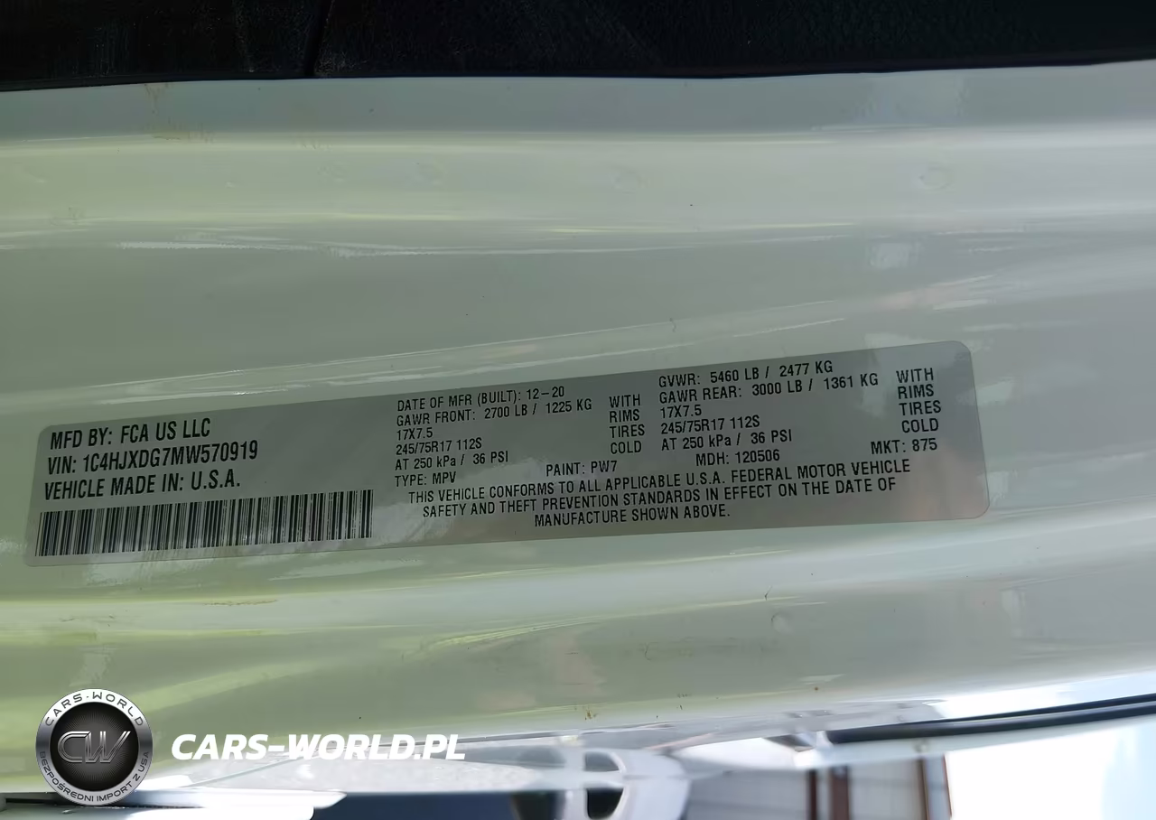 2021 Jeep Wrangler Unlimited Sport S 4X4 VIN:1C4HJXDG7MW570919 - 9