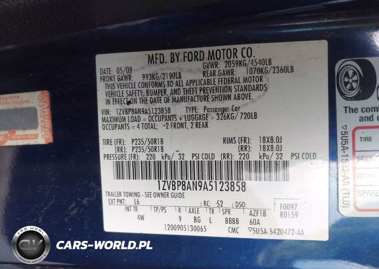 2010 Ford Mustang V6-V6 Premium VIN:1ZVBP8AN9A5123858 - 9
