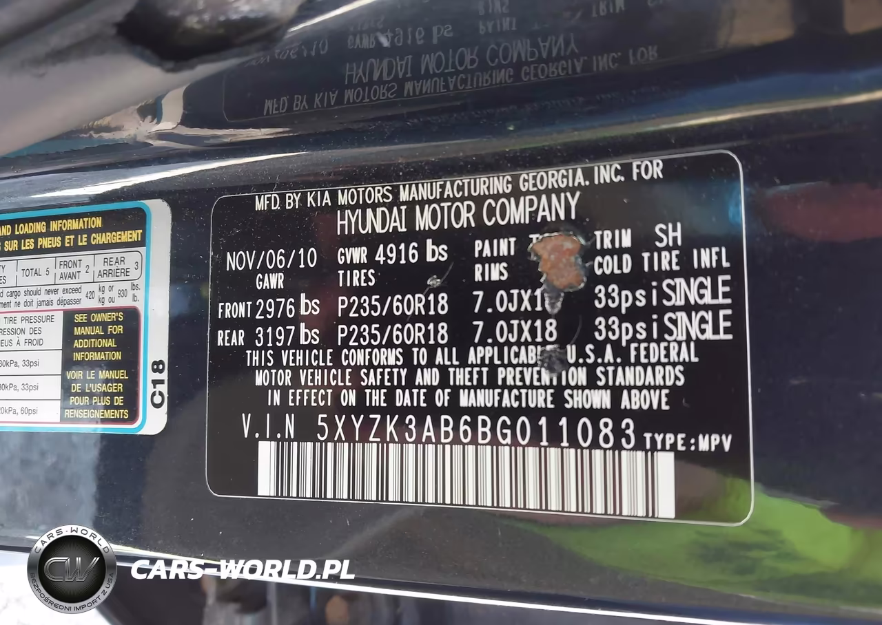 2011 Hyundai Santa Fe Limited VIN:5XYZK3AB6BG011083 - 9
