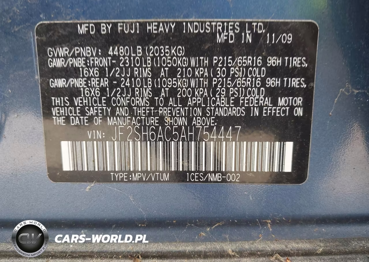 2010 Subaru Forester 2.5X VIN:JF2SH6AC5AH754447 - 9