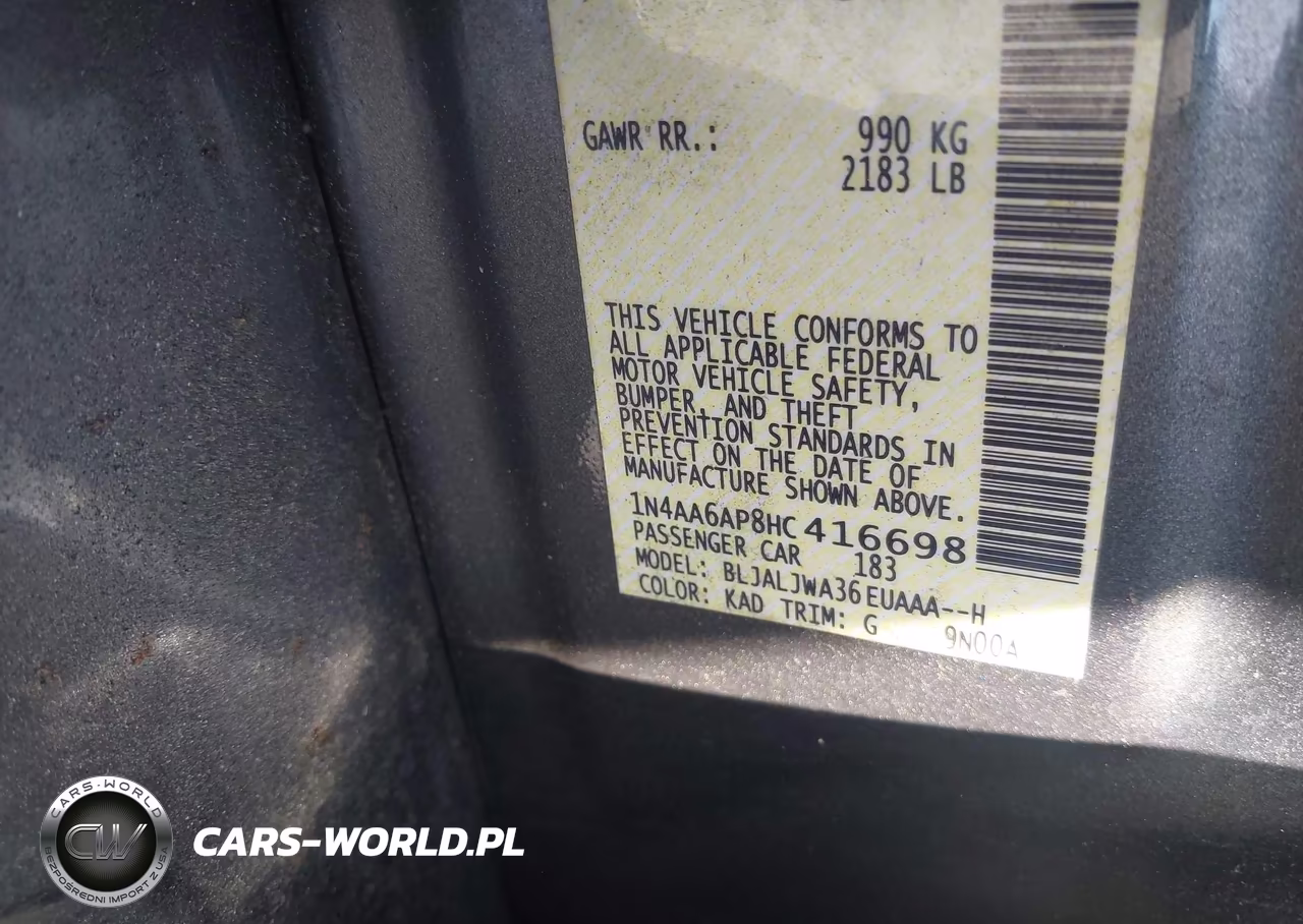 2017 Nissan Maxima 3.5 Sv VIN:1N4AA6AP8HC416698 - 9