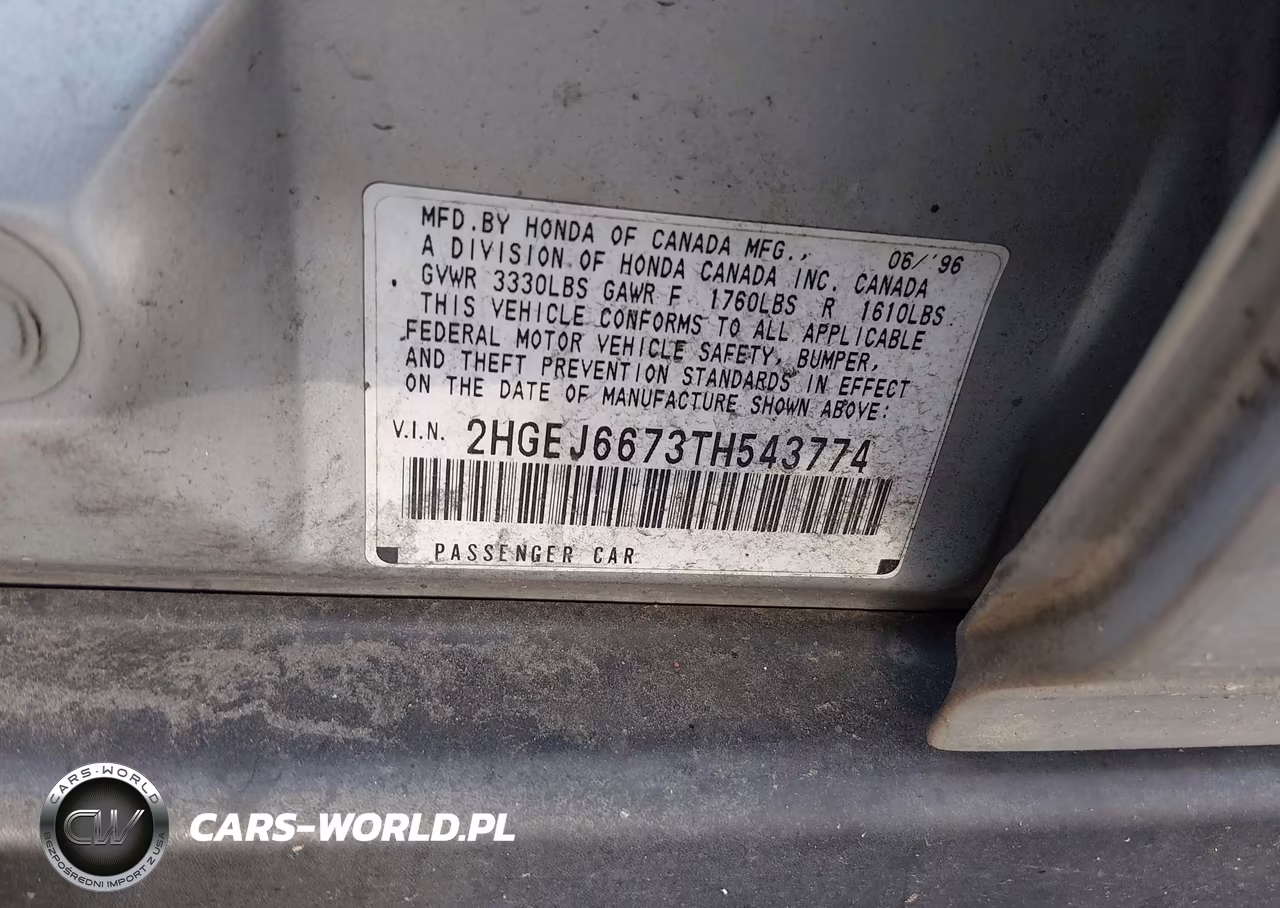 1996 Honda Civic Lx VIN:2HGEJ6673TH543774 - 9