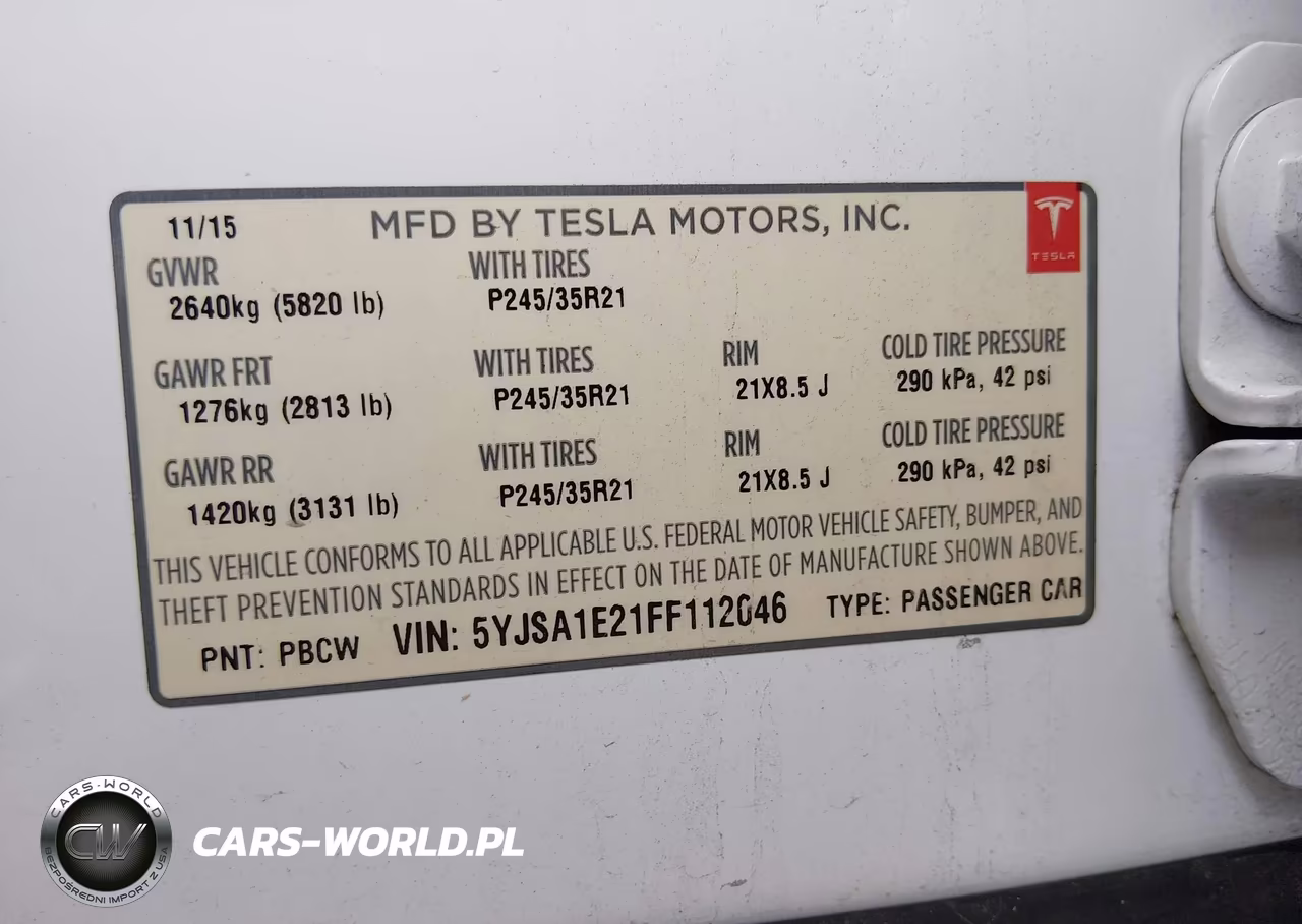 2015 Tesla Model S 70D-85D-P85D VIN:5YJSA1E21FF112046 - 9