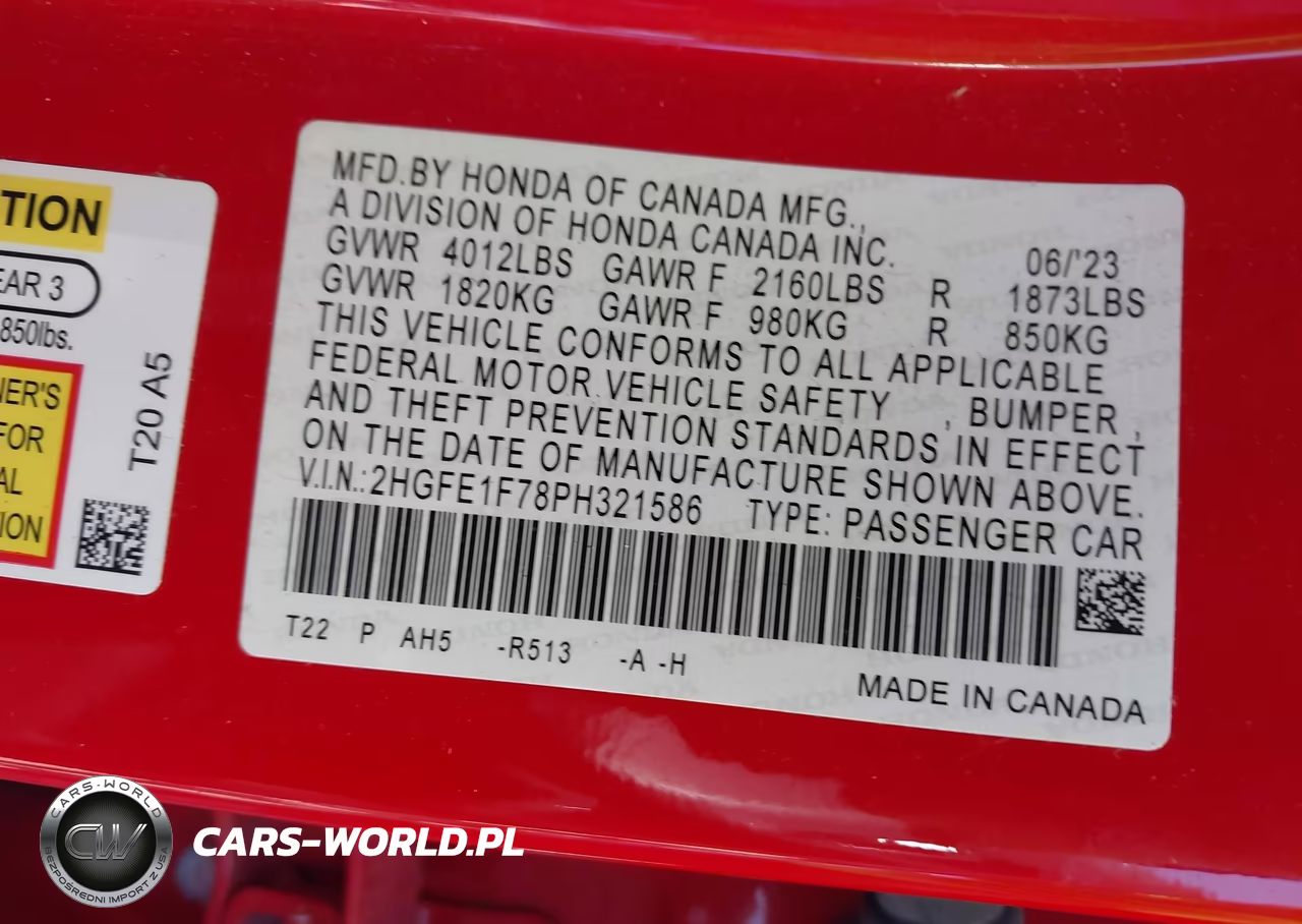 2023 Honda Civic Ex-Ex W-O Bsi VIN:2HGFE1F78PH321586 - 9