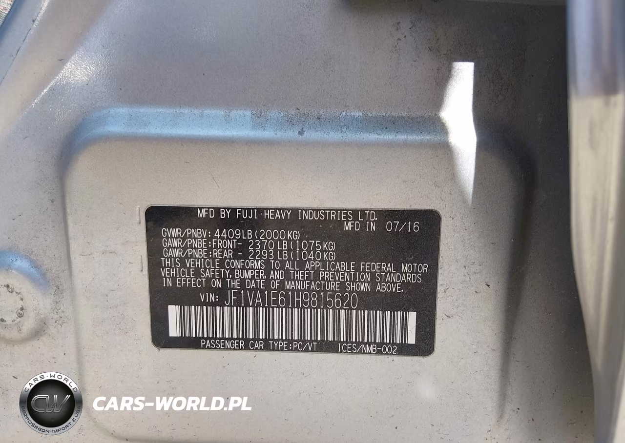2017 Subaru Wrx Premium VIN:JF1VA1E61H9815620 - 9