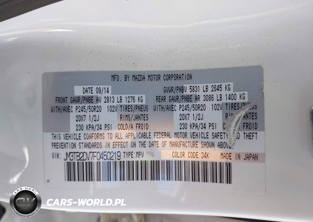 2015 Mazda Cx-9 Grand Touring VIN:JM3TB2DV7F0450219 - 9