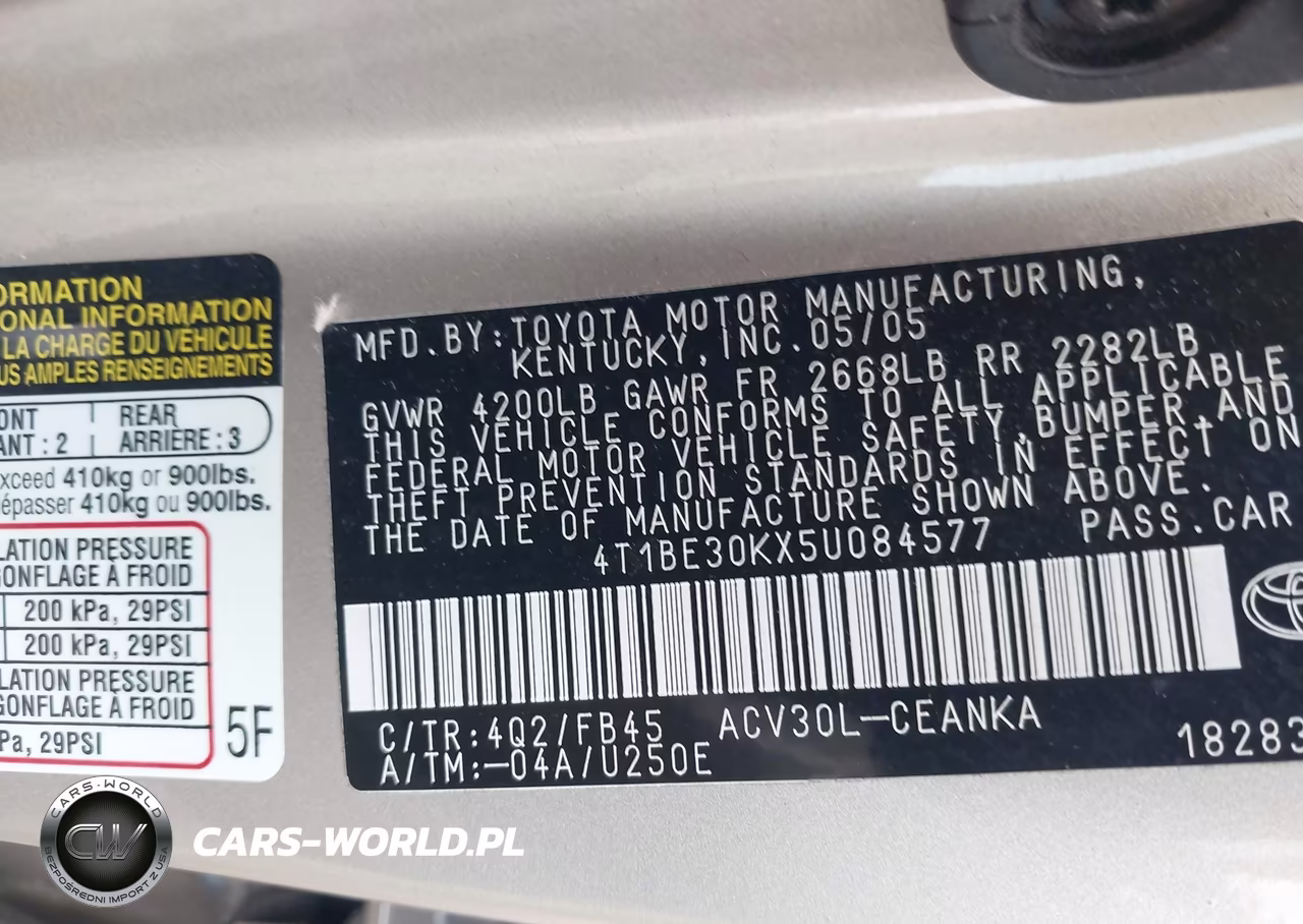2005 Toyota Camry Le VIN:4T1BE30KX5U084577 - 9