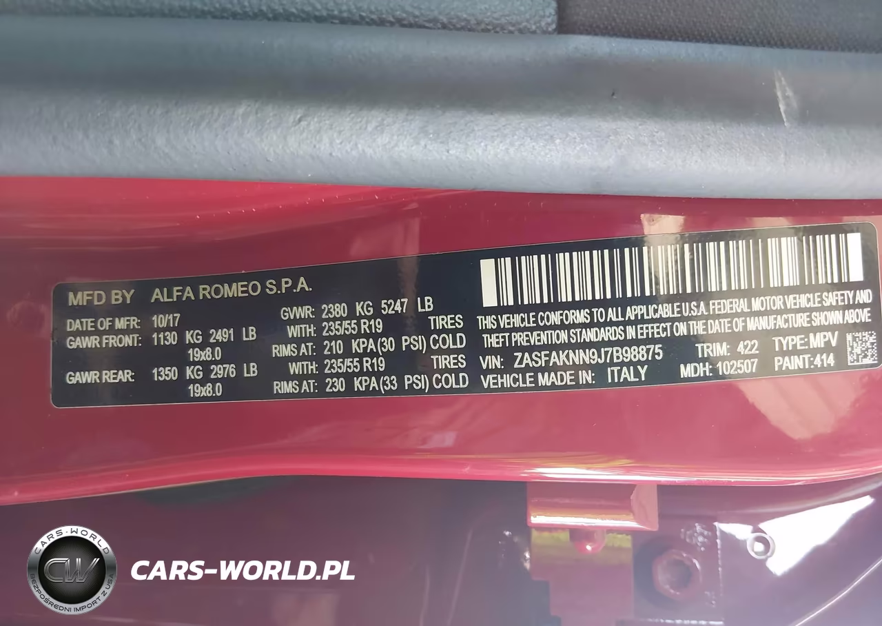 2018 Alfa Romeo Stelvio Ti Sport Awd VIN:ZASFAKNN9J7B98875 - 9