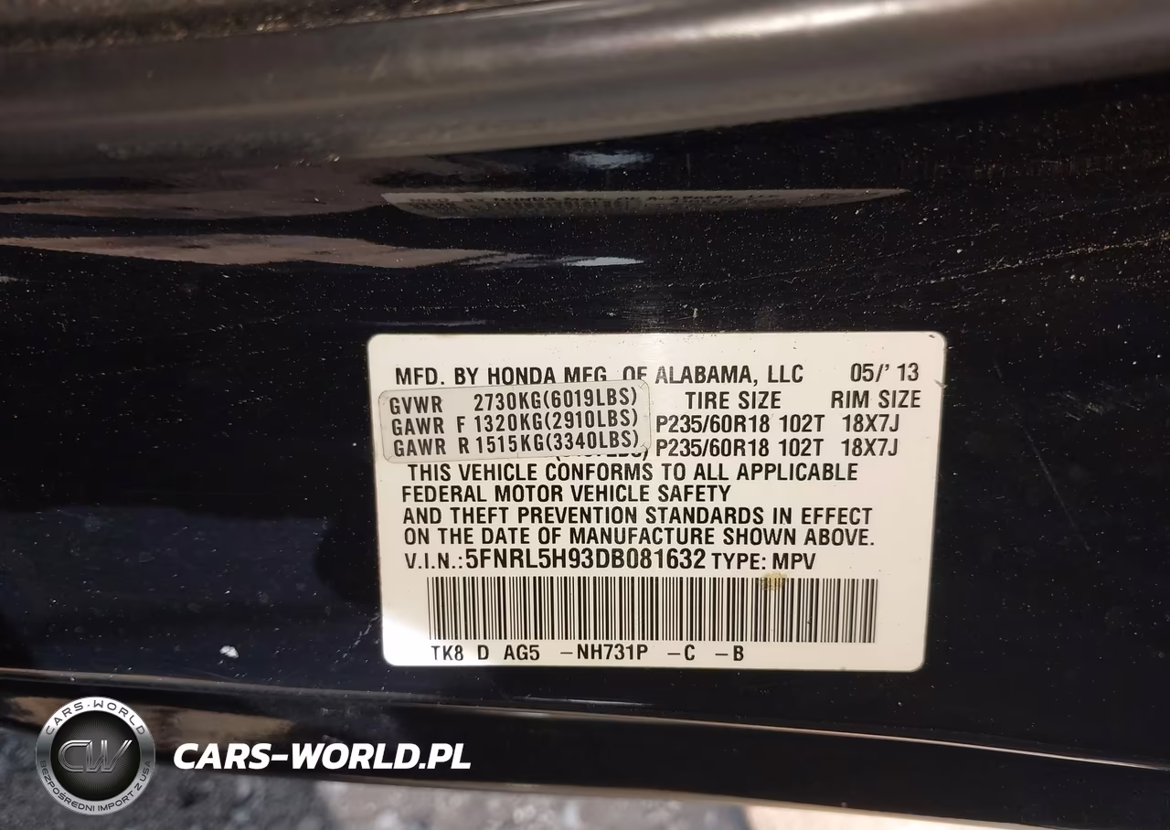 2013 Honda Odyssey Touring-Touring Elite VIN:5FNRL5H93DB081632 - 9