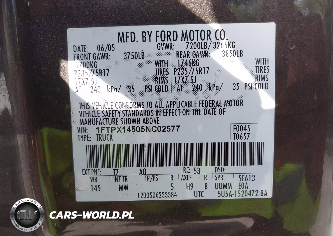 2005 Ford F-150 Fx4-Lariat-Xl-Xlt VIN:1FTPX14505NC02577 - 9