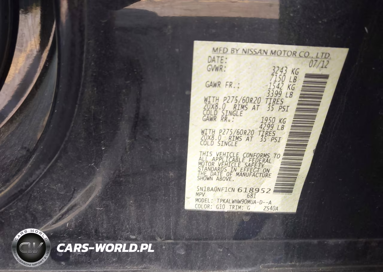 2012 Nissan Armada Platinum VIN:5N1BA0NF1CN618952 - 9