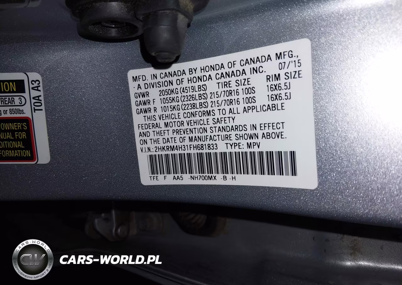 2015 Honda Cr-V Lx VIN:2HKRM4H31FH681833 - 9