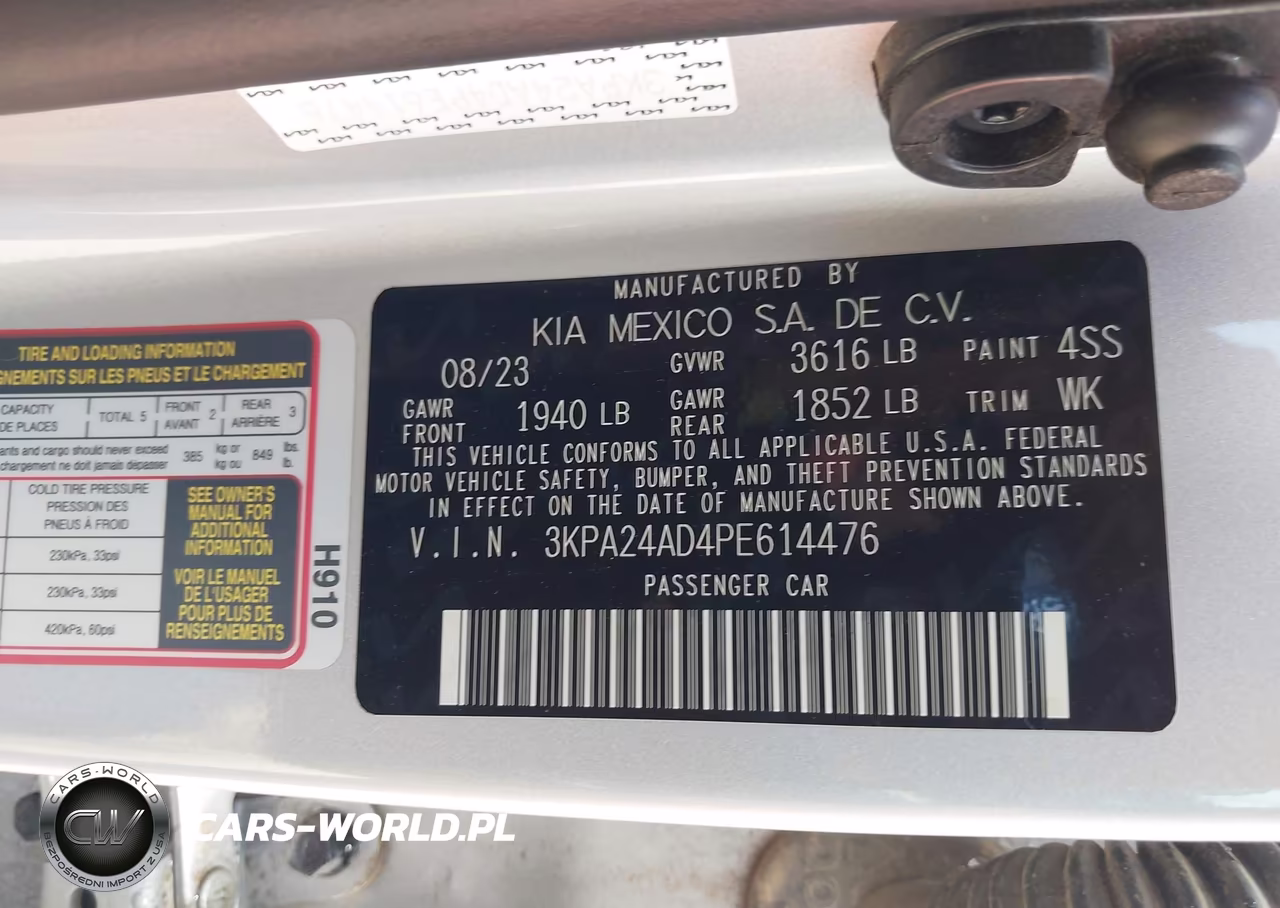 2023 Kia Rio S VIN:3KPA24AD4PE614476 - 9