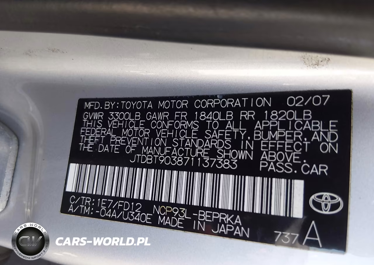 2007 Toyota Yaris S VIN:JTDBT903871137383 - 9