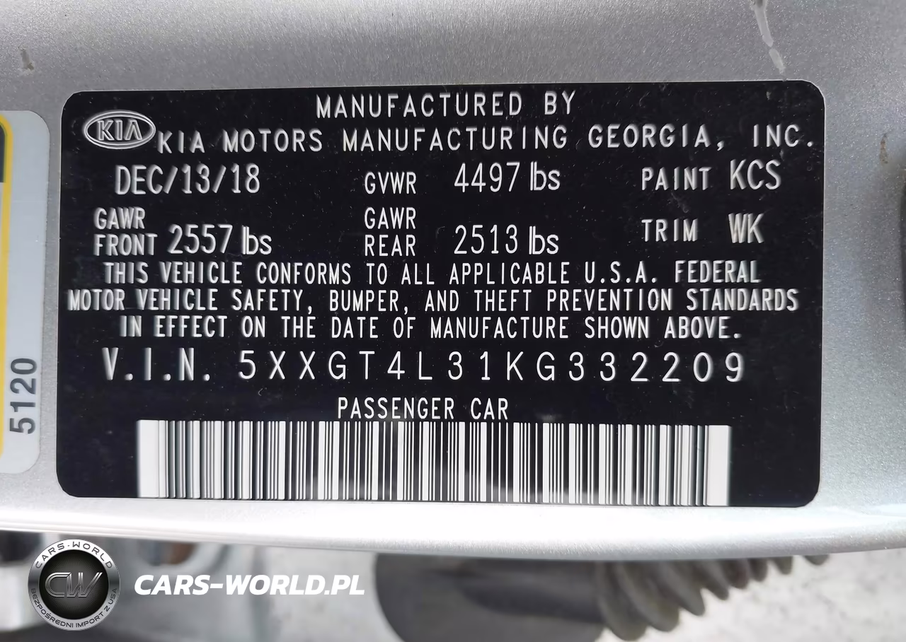 2019 Kia Optima Lx VIN:5XXGT4L31KG332209 - 9
