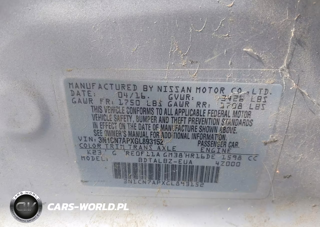 2016 Nissan Versa 1.6 Sv VIN:3N1CN7APXGL893152 - 9