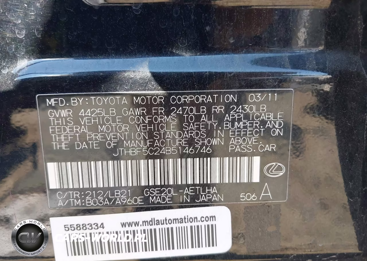 2011 Lexus Is 250 VIN:JTHBF5C24B5146746 - 9
