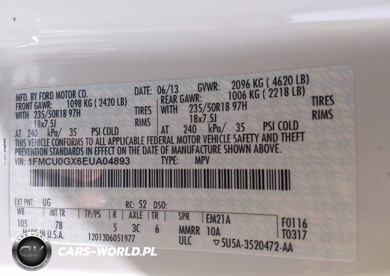 2014 Ford Escape Se VIN:1FMCU0GX6EUA04893 - 9
