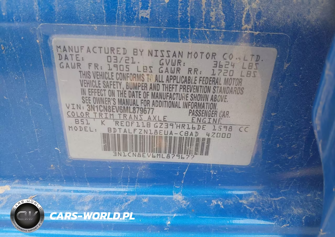 2021 Nissan Versa Sv Xtronic Cvt VIN:3N1CN8EV6ML879677 - 9