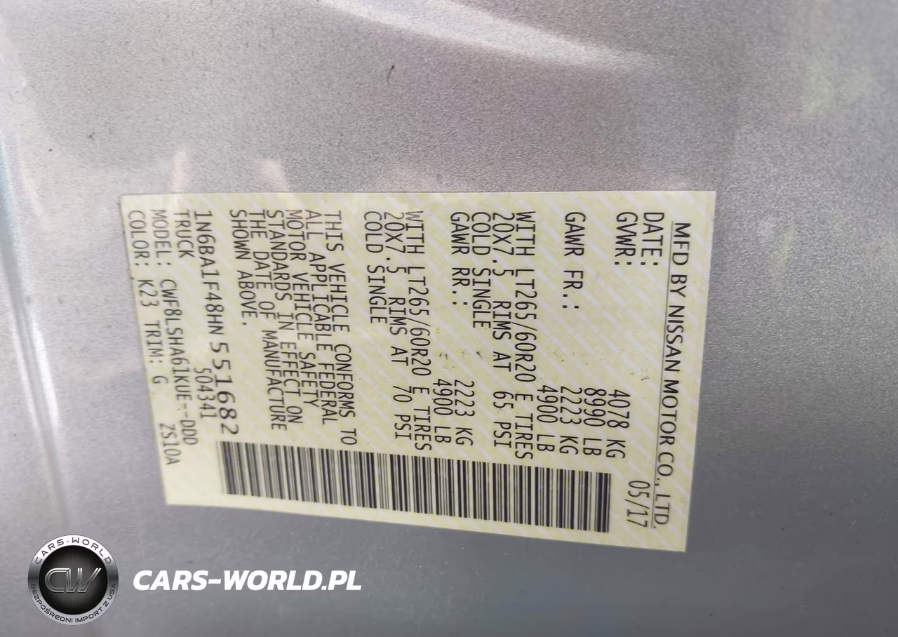 2017 Nissan Titan Xd Sv Diesel VIN:1N6BA1F48HN551682 - 9