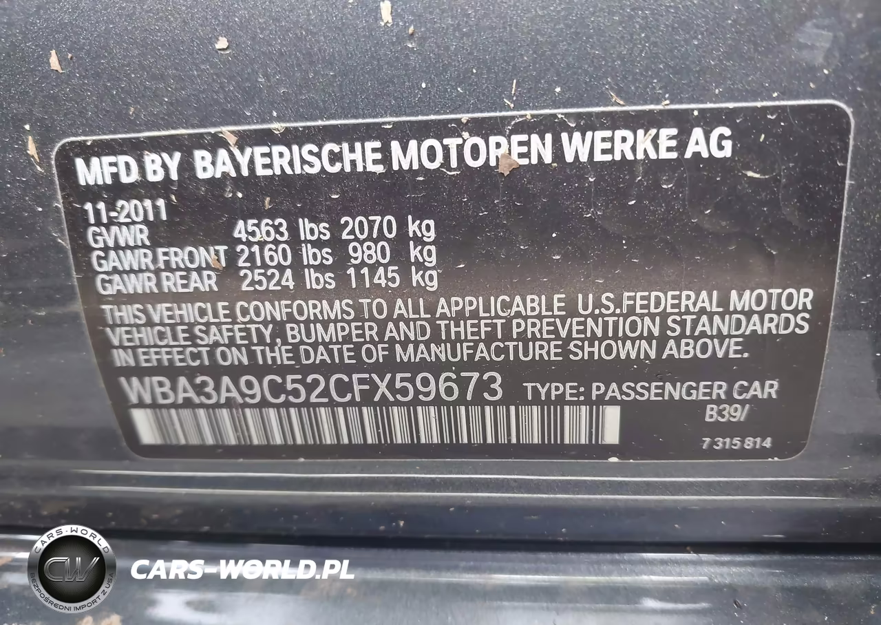 2012 BMW 335I VIN:WBA3A9C52CFX59673 - 9