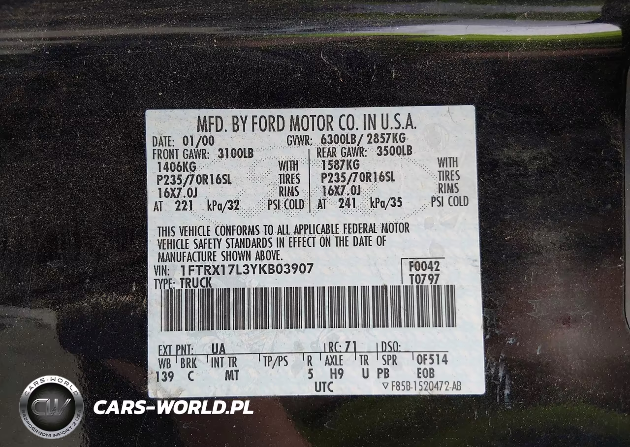 2000 Ford F-150 Lariat-Work Series-Xl-Xlt VIN:1FTRX17L3YKB03907 - 9