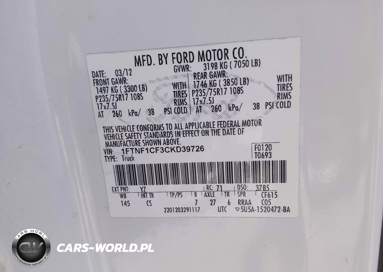 2012 Ford F-150 Xl VIN:1FTNF1CF3CKD39726 - 9