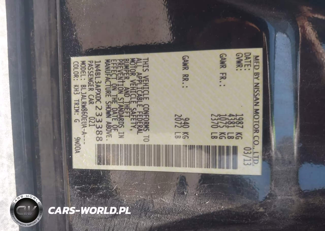 2013 Nissan Altima 3.5 S VIN:1N4BL3APXDC233388 - 9
