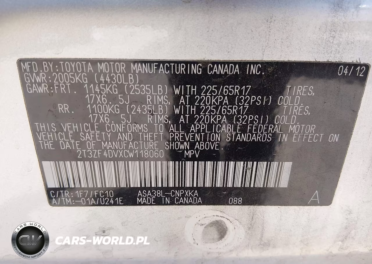 2012 Toyota Rav4 VIN:2T3ZF4DVXCW118060 - 9