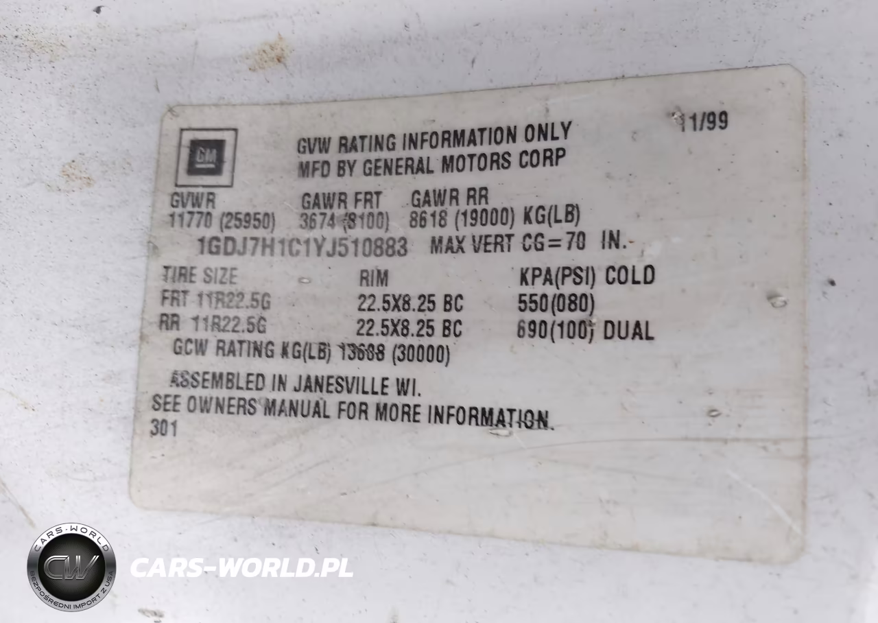2000 GMC Tc7H042 VIN:1GDJ7H1C1YJ510883 - 9