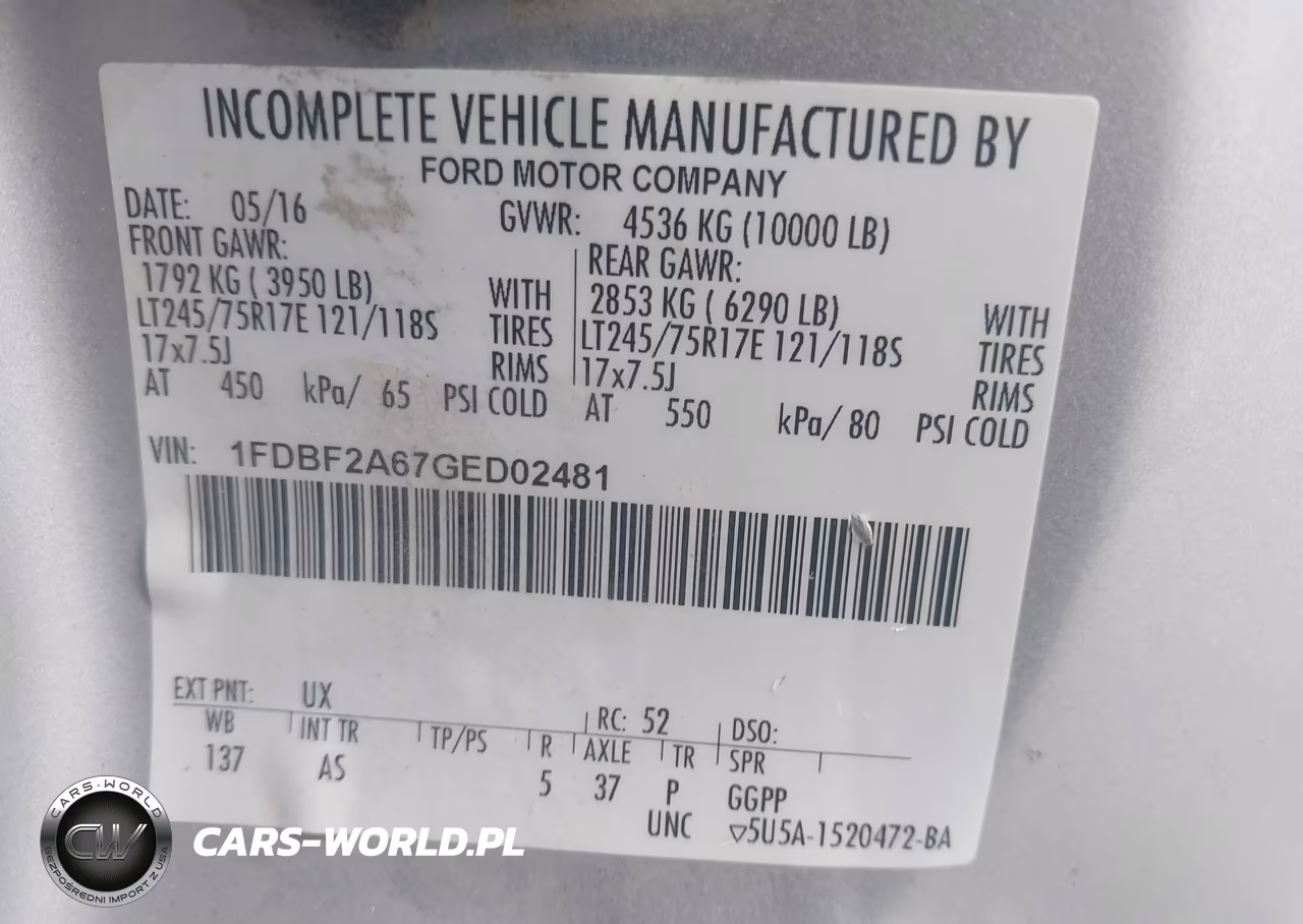 2016 Ford F-250 Xl VIN:1FDBF2A67GED02481 - 9