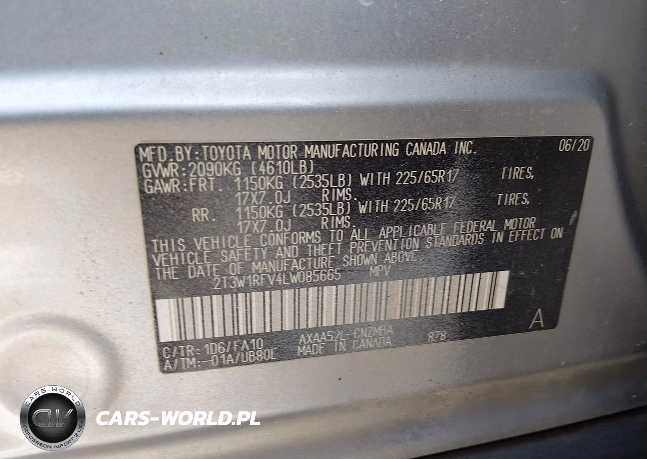 2020 Toyota Rav4 Xle VIN:2T3W1RFV4LW085665 - 9